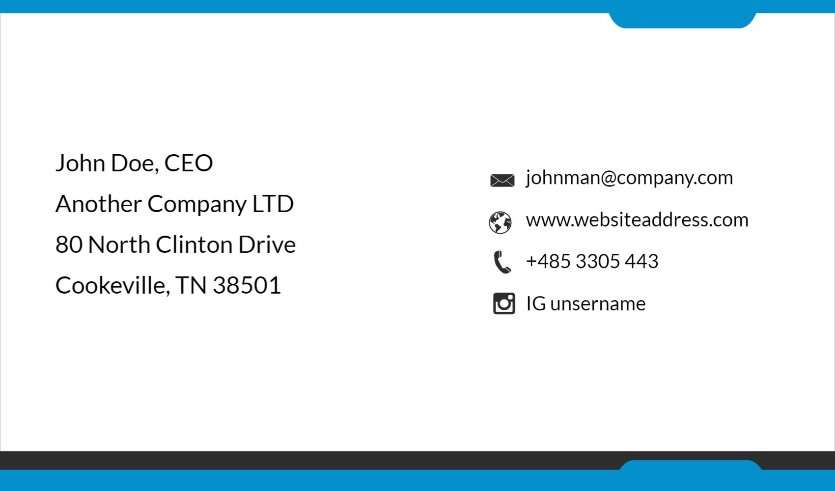 Blue Business Card Back Design Template